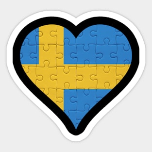 Swedish Jigsaw Puzzle Heart Design - Gift for Swedish With Sweden Roots Sticker